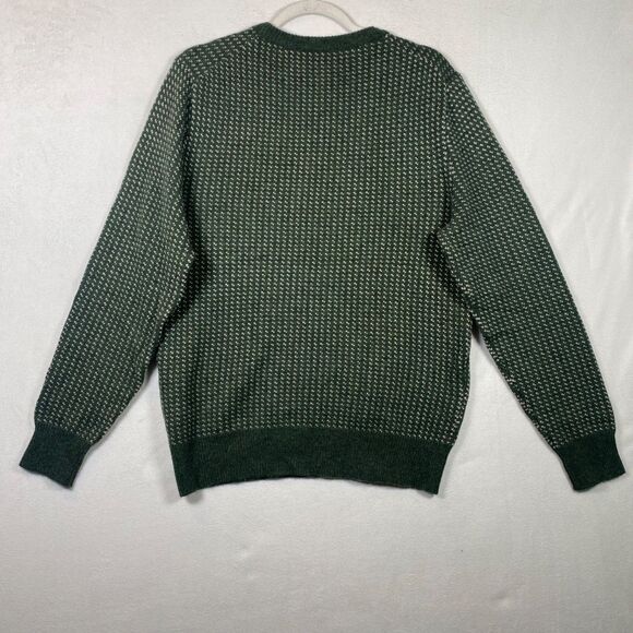 J.Crew Green Birdseye Crewneck Sweater Size M Lambswool Blend Knit Textured - Picture 2 of 10